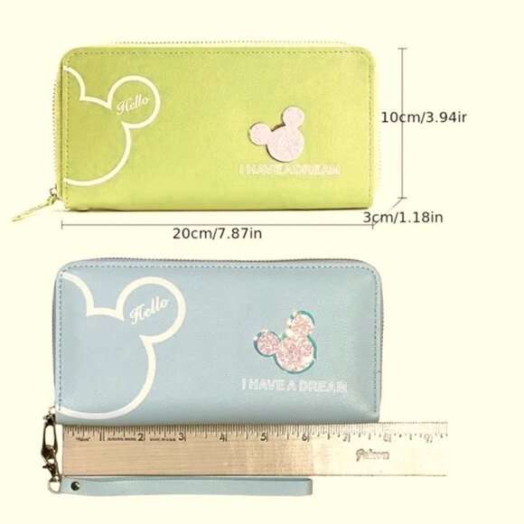 Minnie Mickey Mouse Wristlet Clutch Convertible Long Wallet Disney Theme Blue - Picture 5 of 14